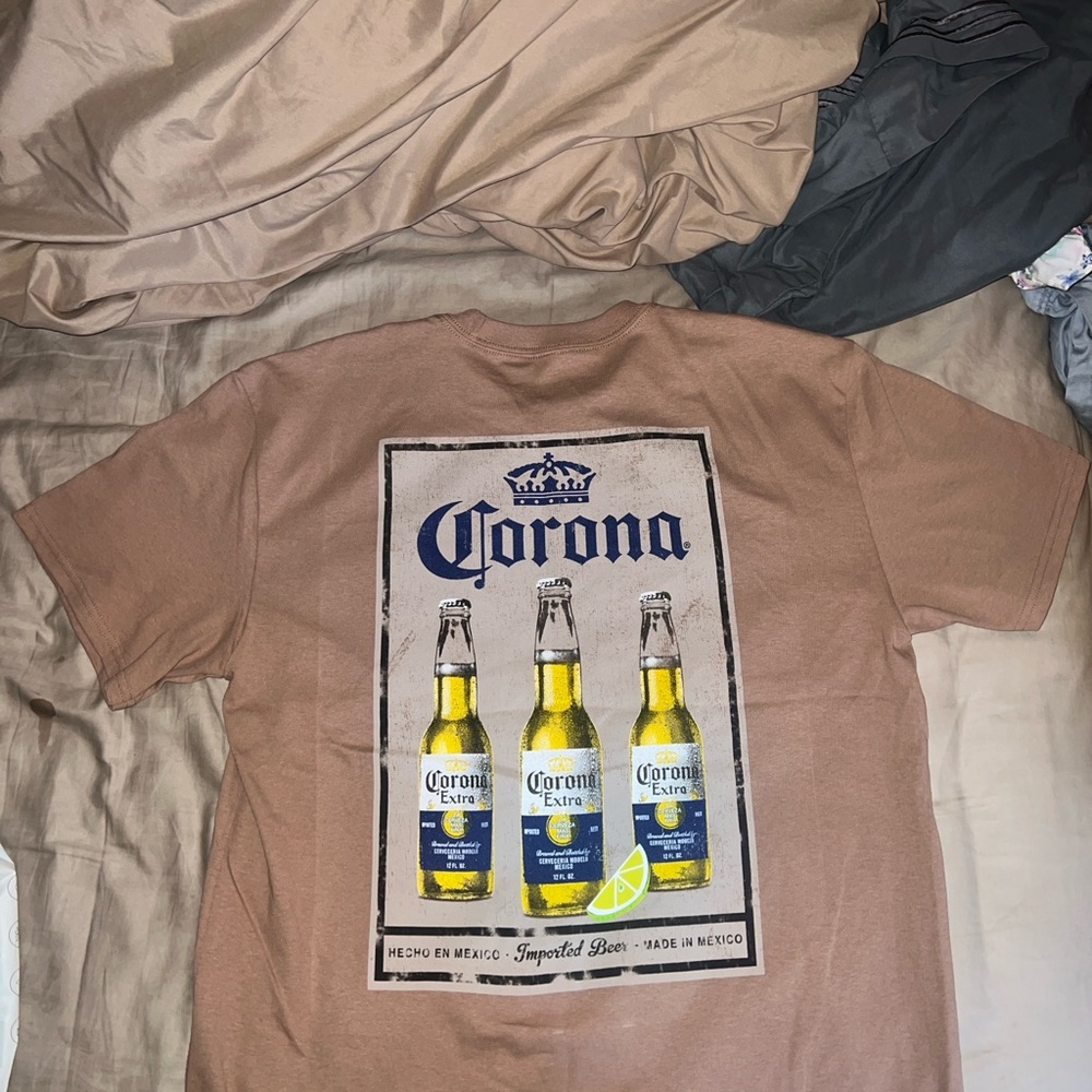 Corona Beer Graphic Tee in Tan
